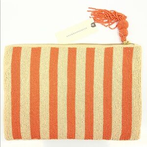 Anthropologie Beaded Clutch Orange Tassel NWT
